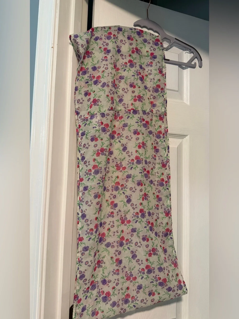 Floral Infinity Scarf /fabric wrap in Cream with Pink & Purple Blooms